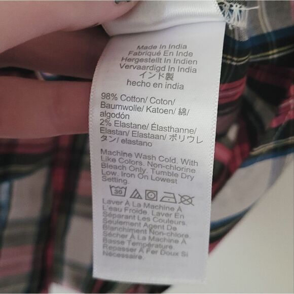 J.Crew Factory Plaid Cotton Poplin Shirt in Signature Fit Size Medium - Picture 6 of 7